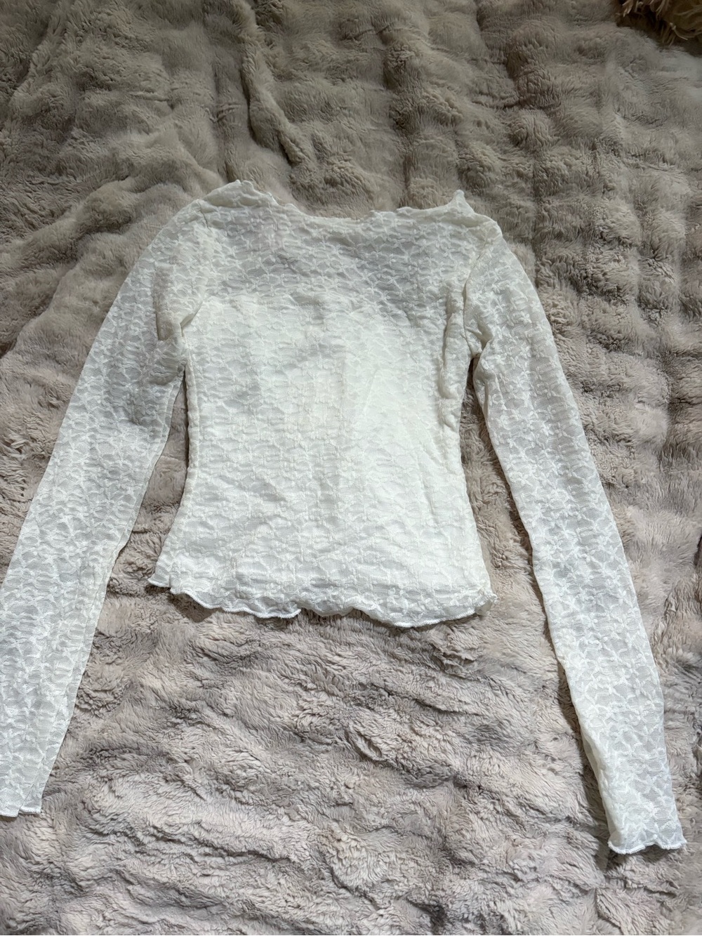 See You Monday White Lace Long Sleeve Top
